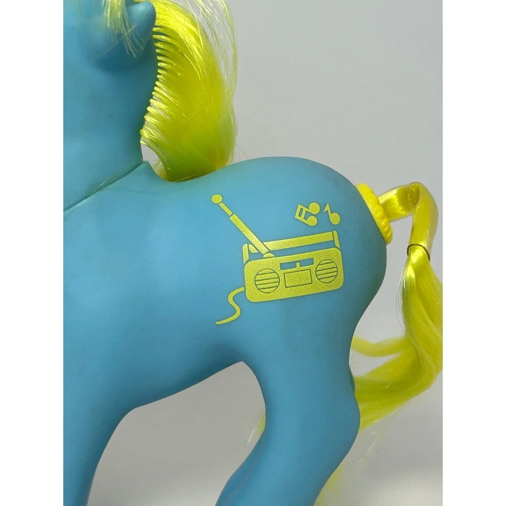 Vintage MLP G1 DJ Unicorn Blue Yellow‎ Boombox Hasbro 1984 Dance N' Prance